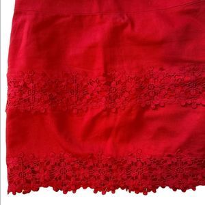 J Crew Bright Pink Daisy Crochet Overlay Mini Pencil Skirt Lined